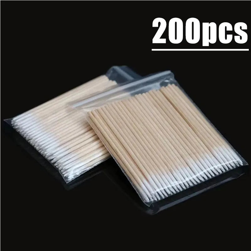 100/300/600Pcs Nails Wood Swab Clean Sticks Bud Tip Wooden Cotton Head Manicure Detail Corrector Nail Polish Remover Art Tool Oasis Select 200pcs
