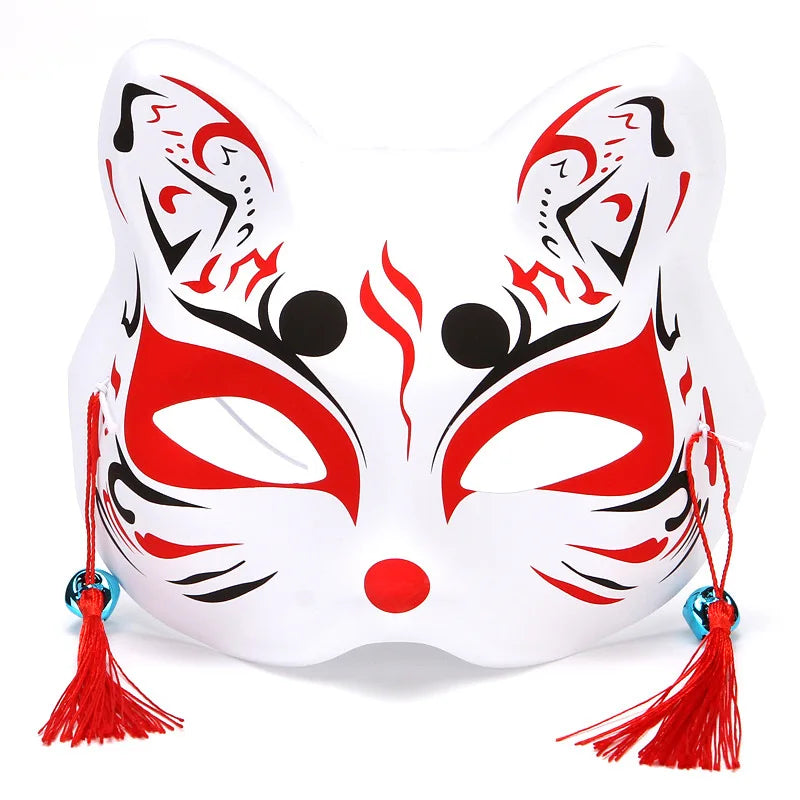 Foxes Mask Japanese Cosplay Rave Hand-Painted Anime Demon Slayer Half Face Cat Masks Masquerade Festival Party Cosplay Props Oasis Select 23