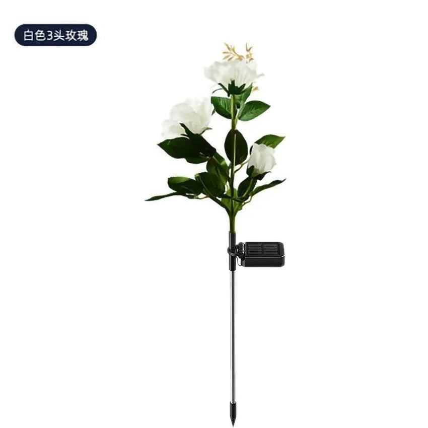 New Waterproof Solar Outdoor Landscape Lights Garden Lights Solar Garden Rose Lights Oasis Select 3 Head White rose