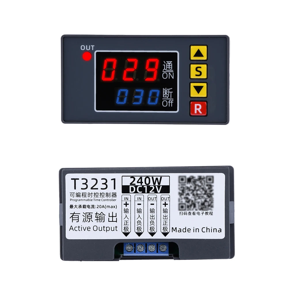 T3231 AC 110V 220V Digital Time Delay Relay LED Display Cycle Timer Control Switch Adjustable Timing Relay Time Delay Switch Oasis Select 12V-240W