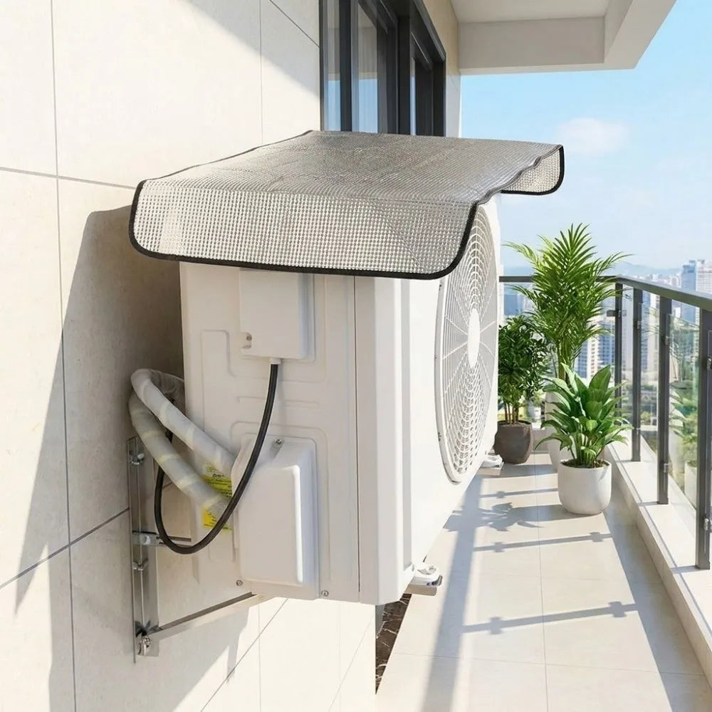 Aluminum Foil Air Conditioning Cover Energy Saving Windproof Air Conditioning Dust Cover with Elastic Band Rainproof Oasis Select