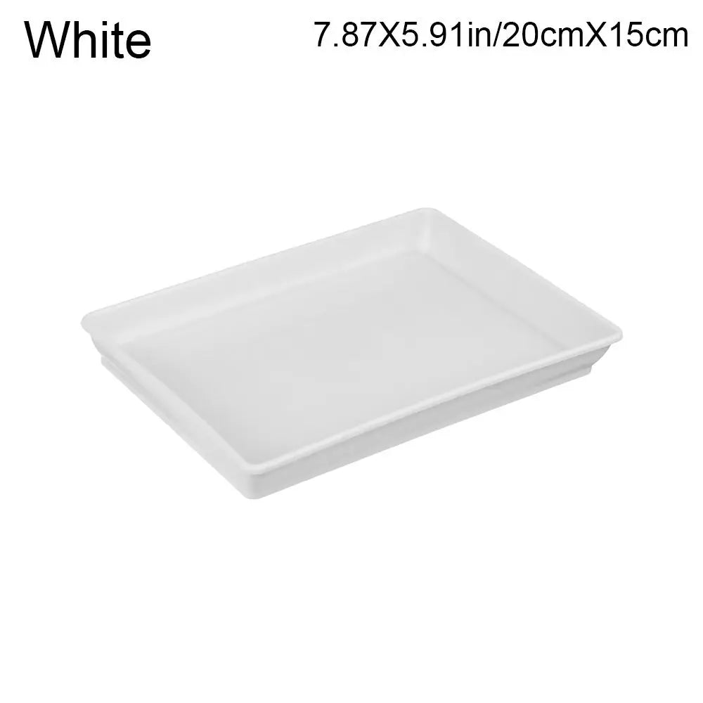 1PC Saucers Indoor Outdoor Flower Pot Plant Saucer Drip Trays Plastic Tray Rectangle Oasis Select White-20cmX15cm