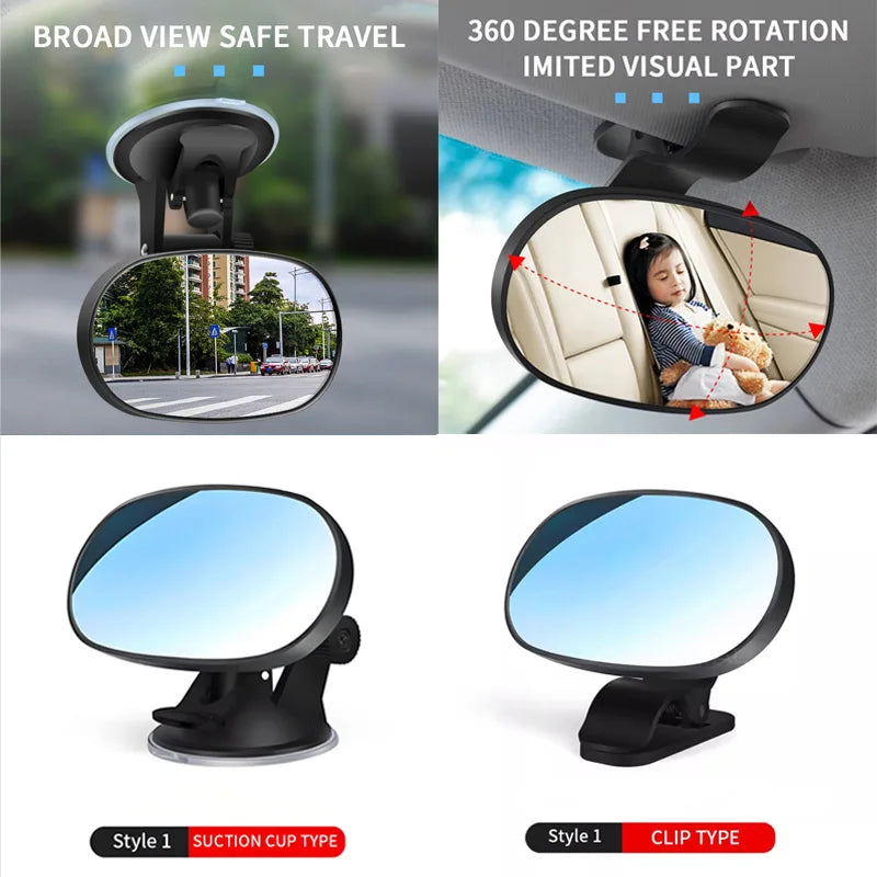 360° Rotatable Car Baby Mirror | Dashboard & Sun Visor Mount