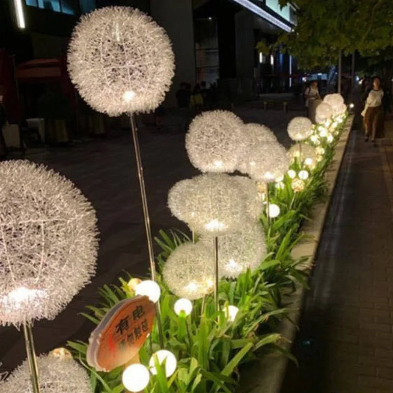 LED Dandelion Lamp Aluminum Wire Ball Outdoor Waterproof Outdoor Aluminum Wire Ball Luminous Round Ball Lawn Reed Ground Lamp Oasis Select