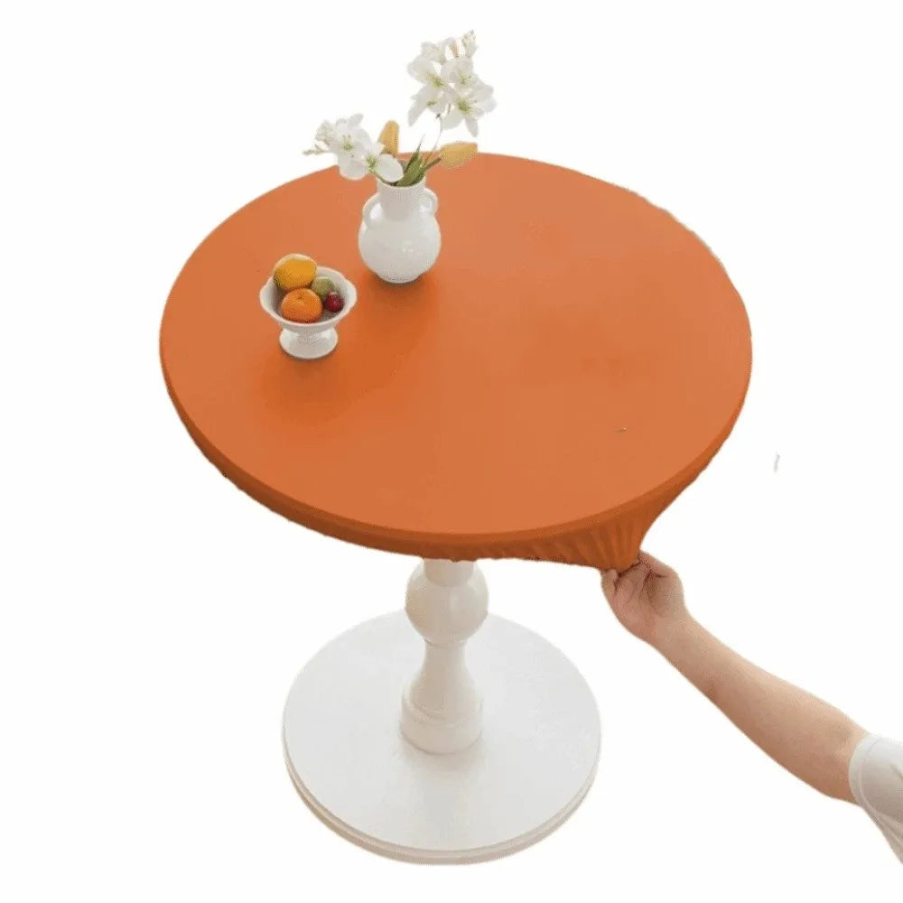 PU Leather Waterproof Stretch Round Tablecloth 60/80cm