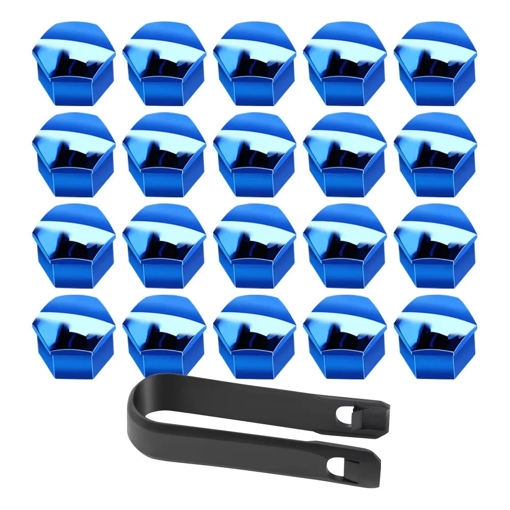 20/40/60Pcs 17mm Car Wheel Nut Caps Auto Hub Screw Cover Bolt Rims Exterior Decoration Special Socket Protection Dust Proof Oasis Select Plated Blue-20pcs 17mm