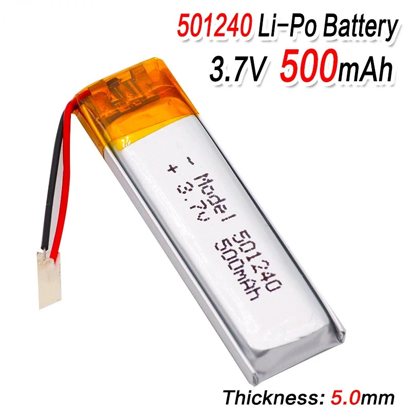 501240 Battery 3.7V 500mAh Li-Polymer Rechargeable Battery 501240 Li Po Lithium Cells For GPS Bluetooth Earphone MP3 MP4 051240 Oasis Select 2 piece