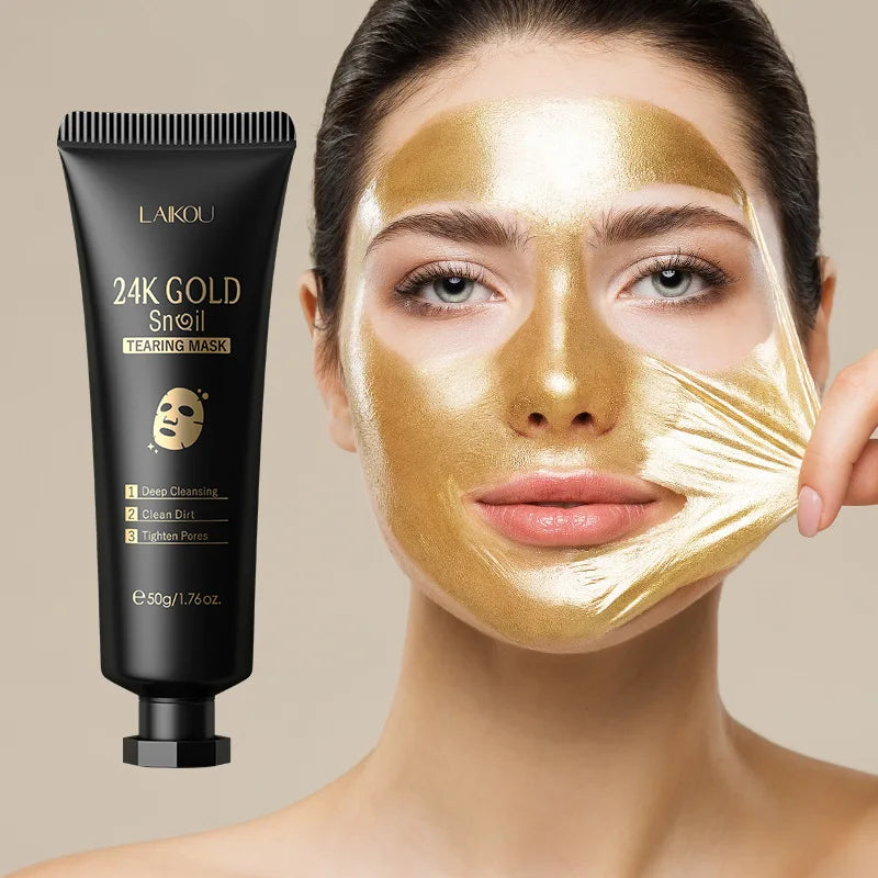 LAIKOU 24K Gold Sakura Peel-Off Mask – Anti-Wrinkle & Blackhead Peel-Off Face Mask Oasis Select 24K Gold Snail