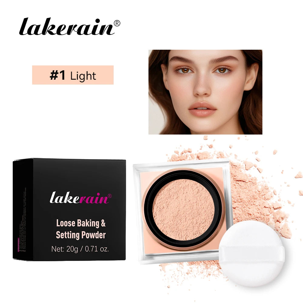 Loose Setting Powder And Puff Set Oil Control Long Lasting Natural Face Smooth Matte Finish Loose Powder Makeup Cosmetics Oasis Select Light And Puff