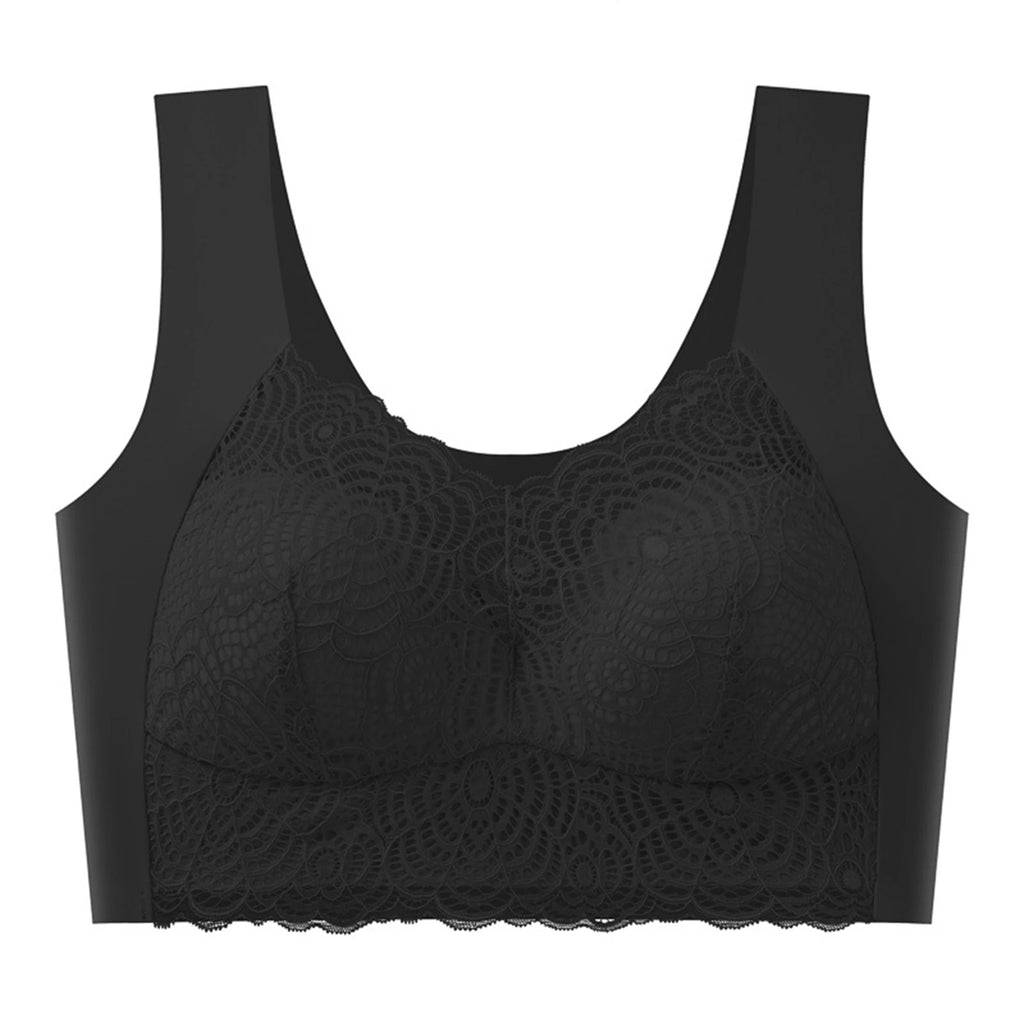 Sexy Bra Thin Lace Wireless Bra No Underwire Anti Shake Side Breast Reduction Seamless Underwear for Women Chinese Brand Oasis Select Black 34