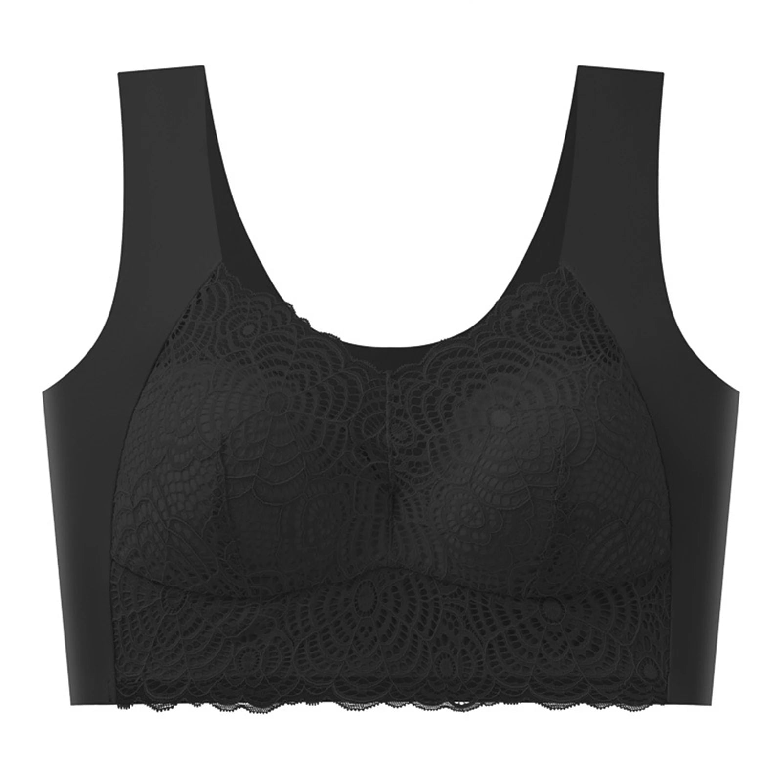 Sexy Bra Thin Lace Wireless Bra No Underwire Anti Shake Side Breast Reduction Seamless Underwear for Women Chinese Brand Oasis Select Black 34