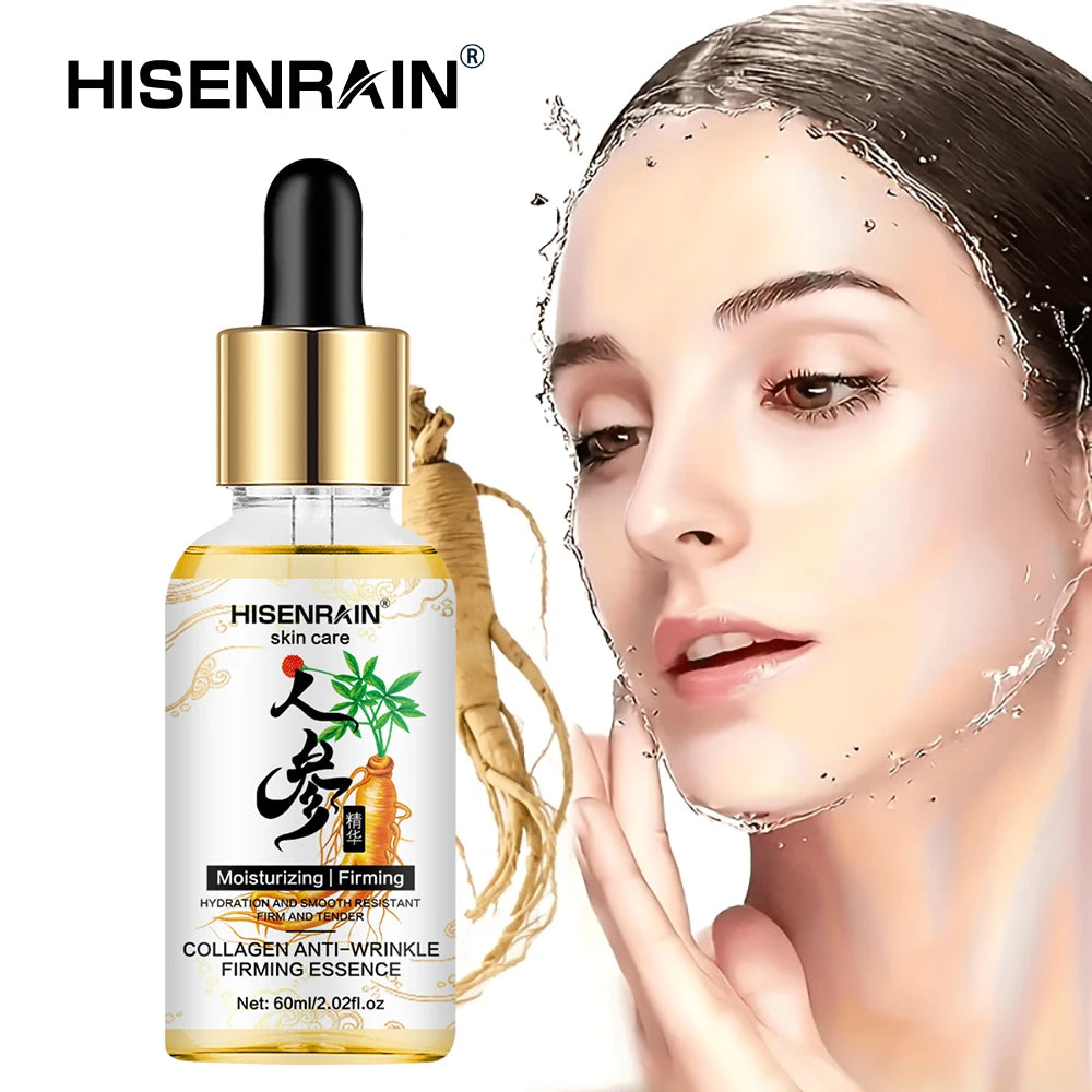 HISENRAIN Ginseng Collagen Anti-Aging Serum - Wrinkle Reduction, Skin Firming & Moisturizing, Natural Rejuvenating Face Essence. Oasis Select