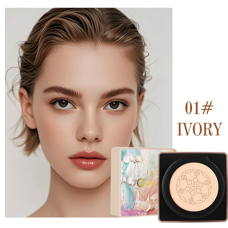 O'CHEAL Mushroom Cushion CC Cream Face Airy Coverage Long-lasting Moisturizing Waterproof Oil Control Concealer BB Cream Makeup Oasis Select 01 Ivory 2 20g