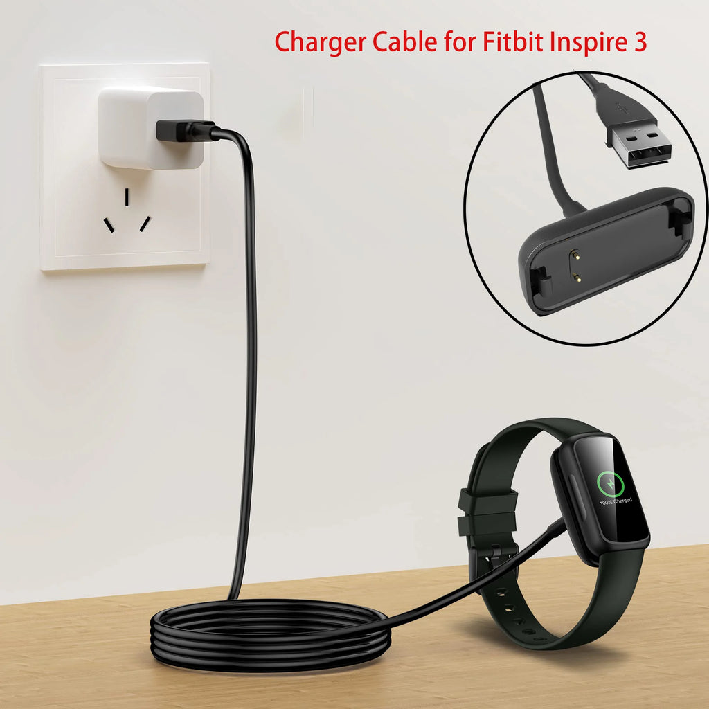 Fitbit Inspire 3 USB Charger Replacement Cable 3.3ft/1m Smartwatch Charger Cable Oasis Select
