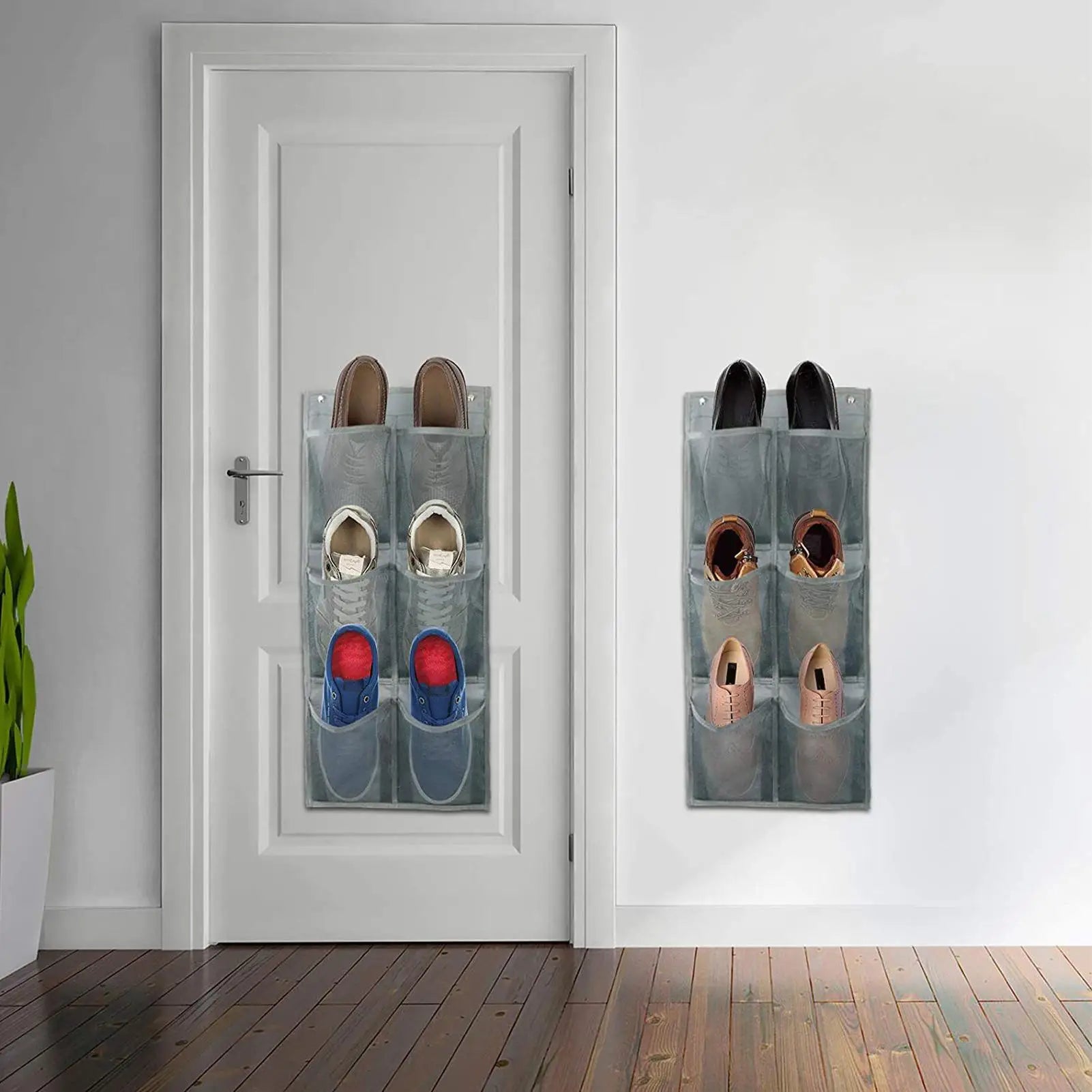 Wall-Mounted Storage Bag 6 Compartments Mesh Closet Shoe Holder Door Hangable Storage Basket Closet Hangable Storage Pockets Oasis Select