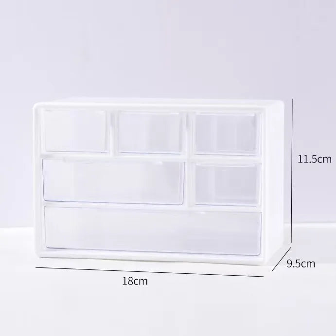1pcs Plastic Desktop Storage Box Drawer Style Office Desk Small Storage Box for Student Dormitory Organizing Supplies Oasis Select 6 square grid white