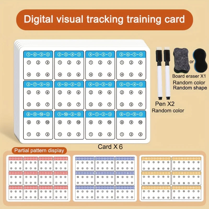 Visual tracking focus and attention training card,color and number recognition, ideal memory improvement,perfect children's gift Oasis Select Digital version