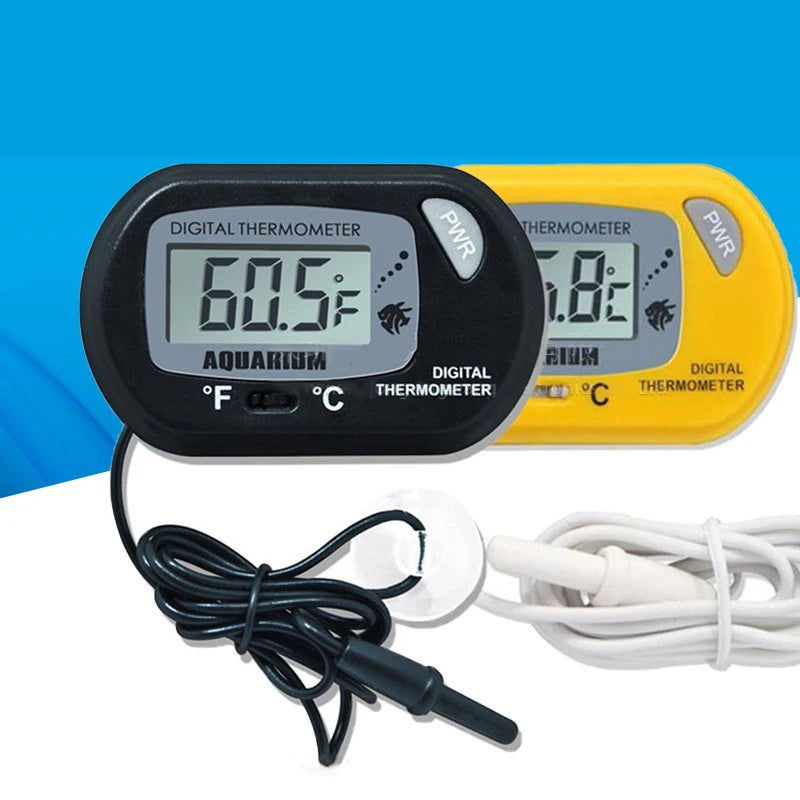 1PC 58*37mm Fish Tank Digital Thermometer,Yellow/Black Aquarium Electronic Temperature Sensor,Waterproof Fish Tank Accessories Oasis Select