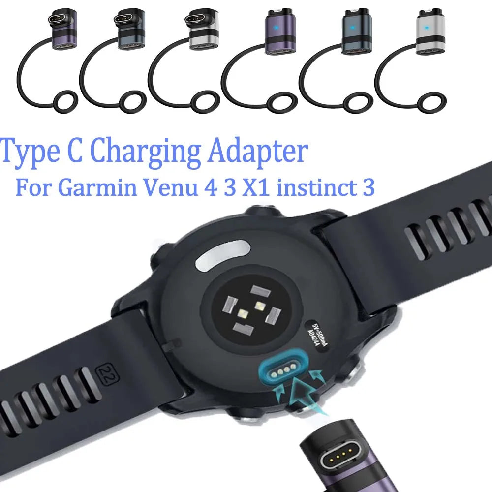 USB-C Adapter for Garmin Fenix 8 7 6, Tactix, Lily 2 Charger Smartwatch Charging Adapter Oasis Select