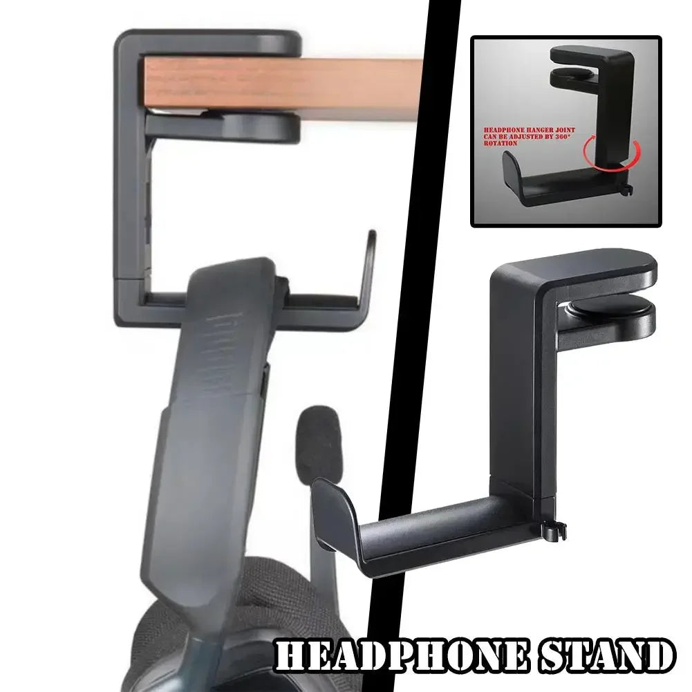 Rotatable Headphone Holder Universal Table Clip-on Headset Hanger Hook Under Desk Earphone Holder Clip Organizer for Home Office Oasis Select