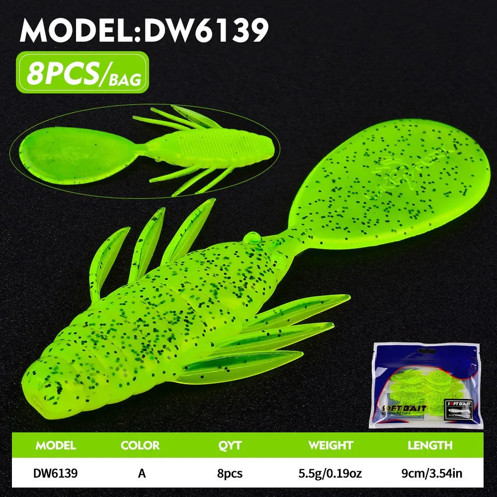 8PCS Soft Plastic Fishing Lure 9cm Paddle Tail Swim Bait For Bass Trout Perch For Predator Fish Oasis Select Color A