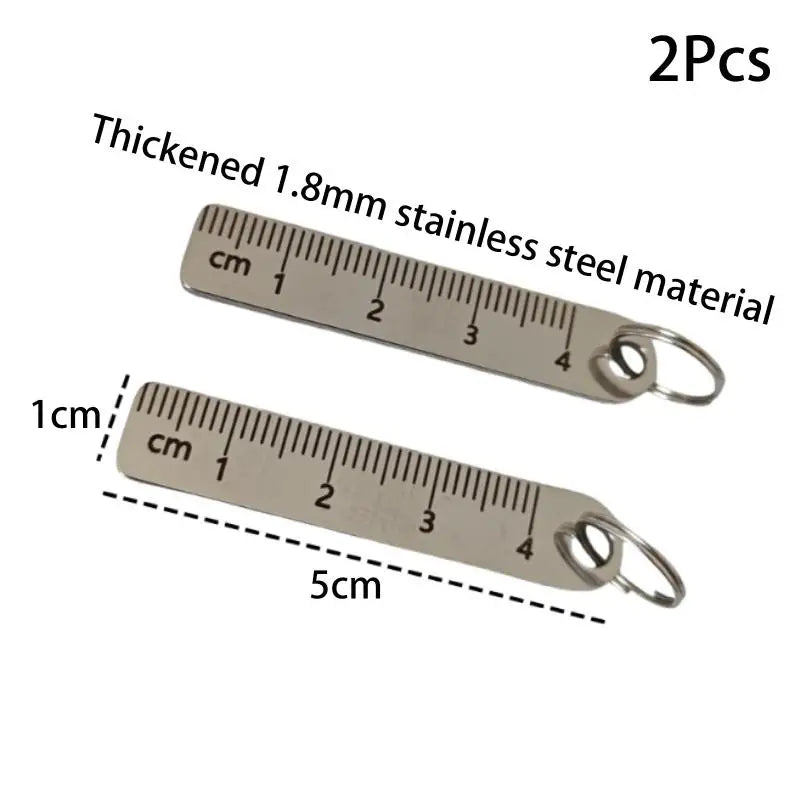 ♥Mini Stainless Steel Ruler Keychain | 1-5cm Portable Measuring Tool Key Rings (Anti-loss Measuring Ruler) Oasis Select A2