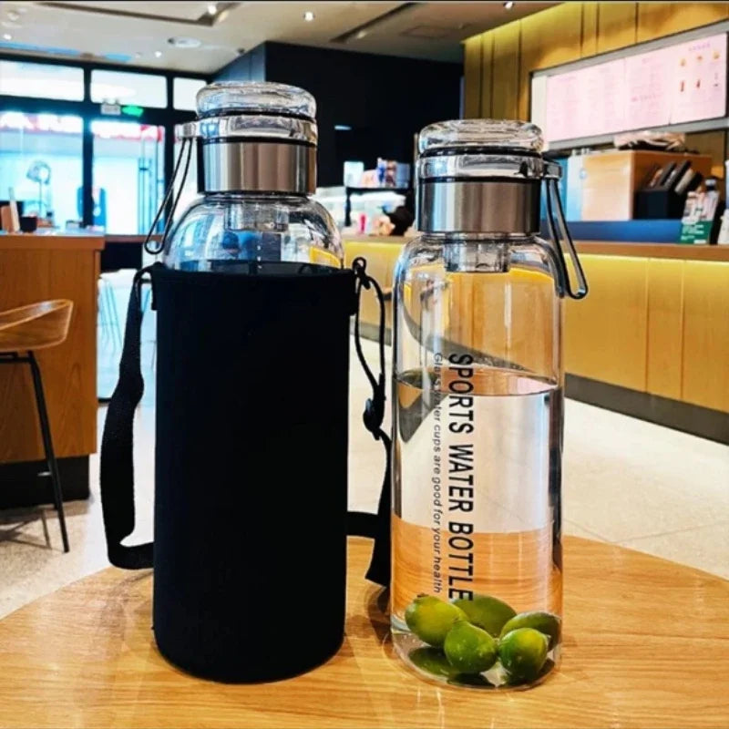 1500ML/2000ML Large Capacity High Borosilicate Glass Water Bottle Transparent Milk Juice Cup Outdoor Portable Thermos Cup Oasis Select