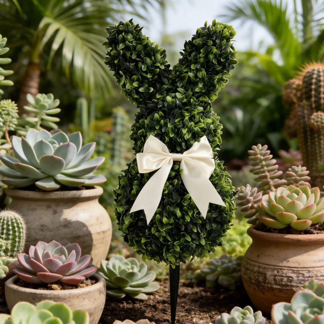 Easter Bunny Topiary Tree Artificial Green Rabbit Plant Garden Stake Outdoor Yard Patio Party Home Decoration Spring Festival Oasis Select