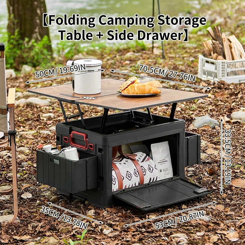 Folding box - Japanese style flat outdoor camping box - wooden lid folding storage box - trunk organizer box - gift storage box Oasis Select Style C-black