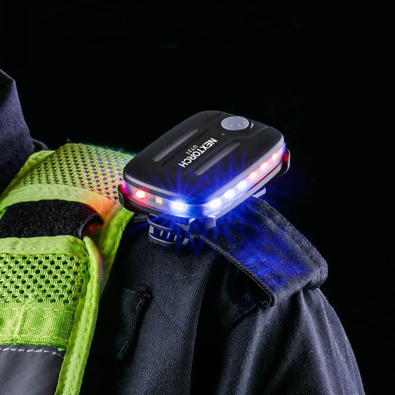 LED Shoulder Warning Light | Gravity Sensor Red Blue Flash Lamp