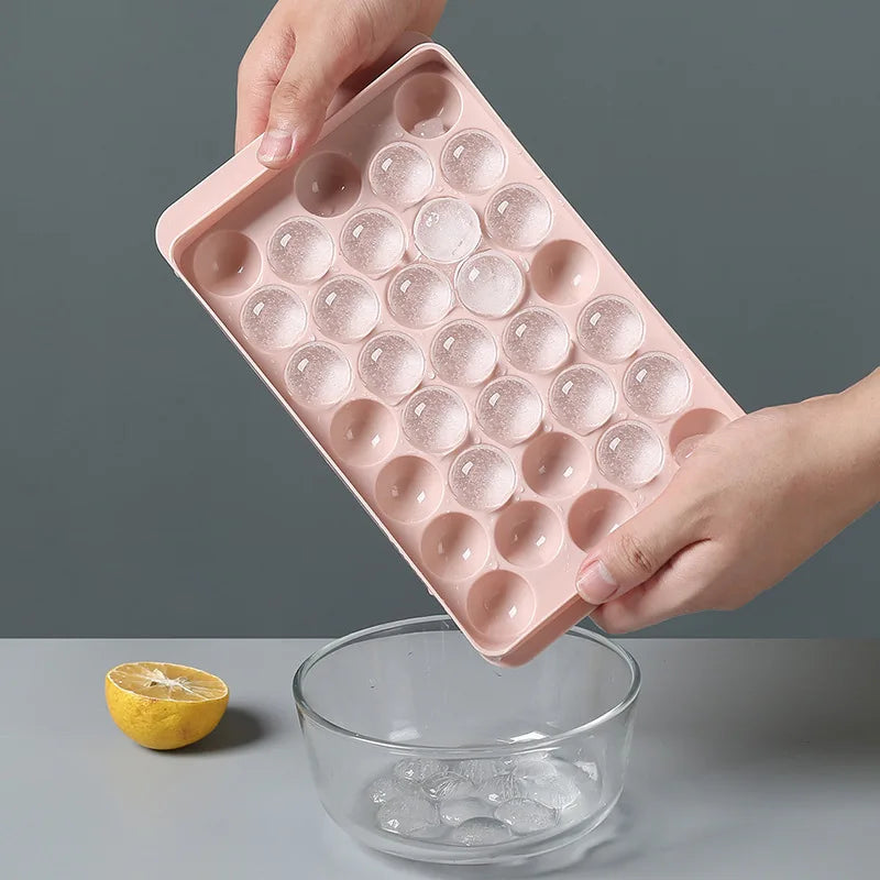 3D Round Ice Cube Tray with Lid Plastic Diamond Style Ice Mold Refrigerator Spherical DIY Moulds Ice Ball Maker Kitchen Tools Oasis Select