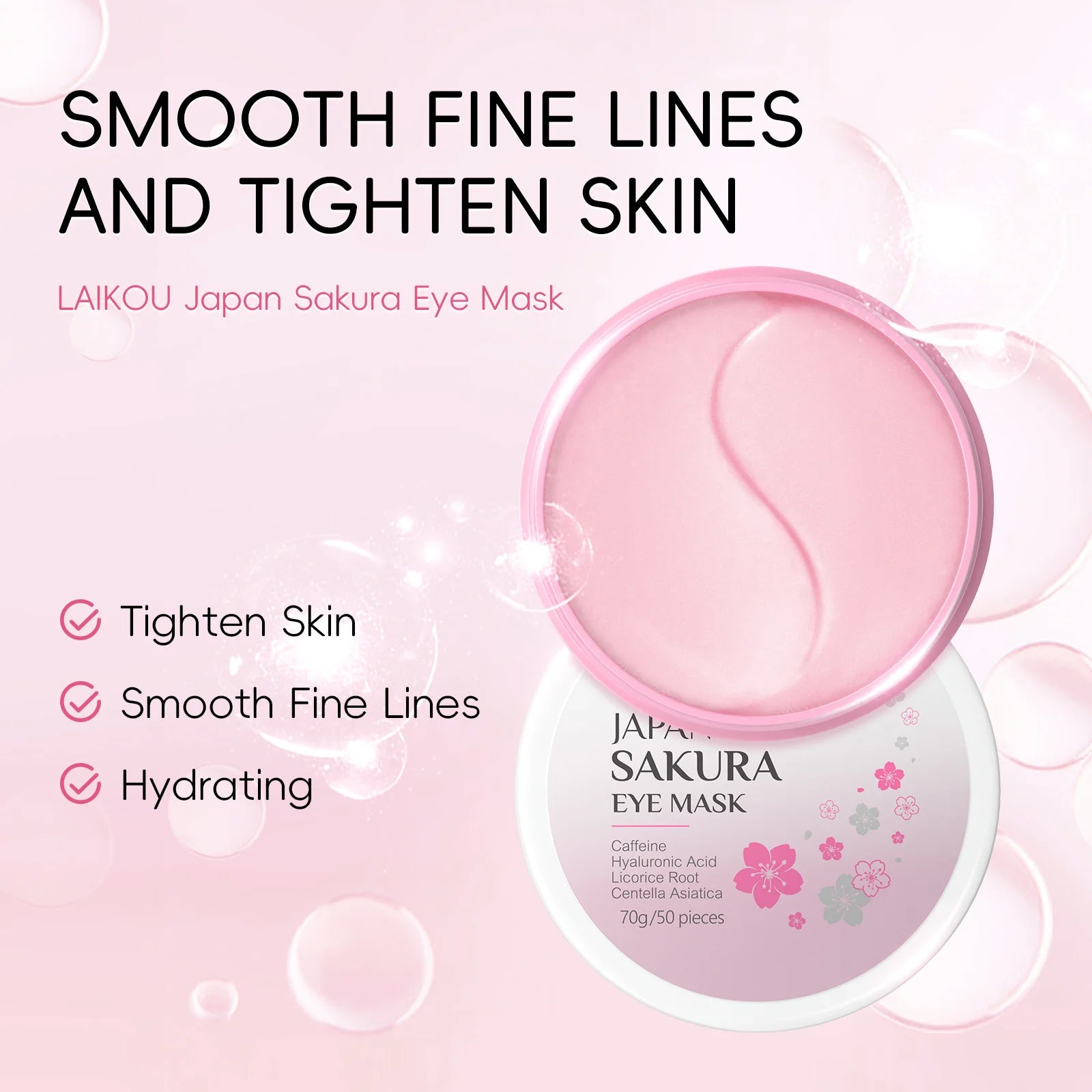 LAIKOU Japan Sakura Snail Eye Mask Fade Dark Circles Hydrating Moisturizing Eye Care Patch Oasis Select