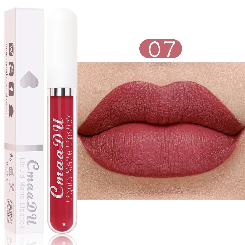 CmaaDu 1 Pcs Matte Lip Gloss Liquid Lipstick- Lip Stains with Long-Lasting Waterproof, Adult Age Range, Red Tones Easy to Color Oasis Select 07