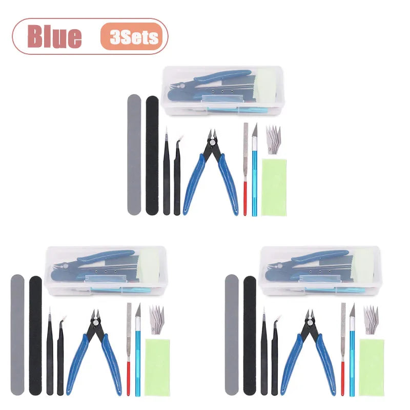 Model Making Basic Tools Handmade Model Car Hobby Building Repair and Assembly Tools Starter Kit for DIY Craft Projects Oasis Select Blue-3Sets