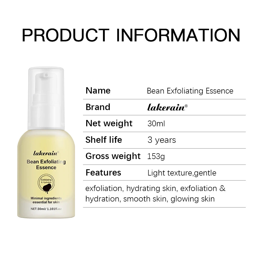 Bean Essence Vegansnail Exfoliating Essence for Face Hydrating Korean Skin Care Glassskin 30ml Oasis Select