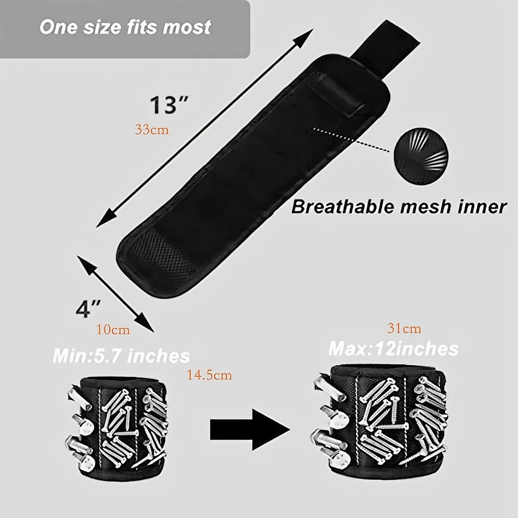 Strong Magnetic Wristband Portable Tool Bag Electrician Adjustable Wrist Belt for Holding Screws Nails Drilling Bits Bolts Oasis Select