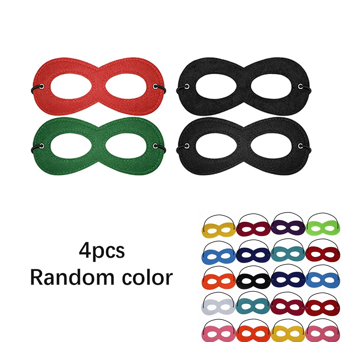 Party Dress Up Masks – Soft Felt Eye Masks with Adjustable Elastic, DIY Cosplay Props for Birthday, Halloween & School Role Play Oasis Select Random Colors 4pcs
