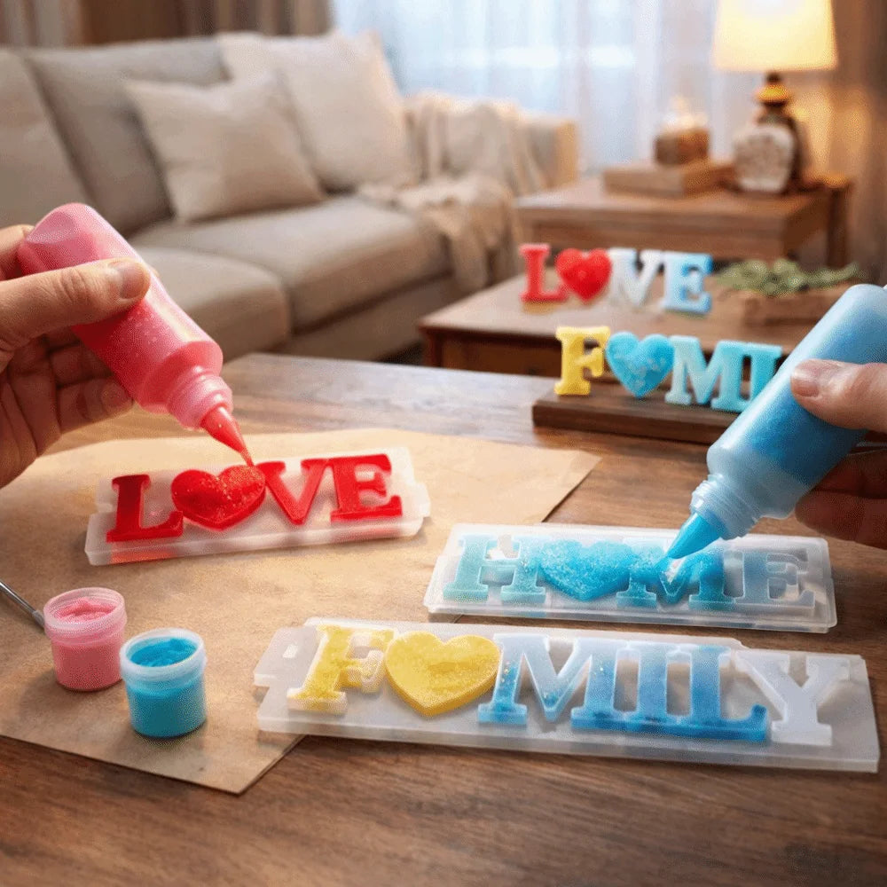 Heart Shape Silicone Love Mold Handmade English Letters DIY Resin Crafts Romantic Non-stick Epoxy Resin Mould Wedding Decor Oasis Select