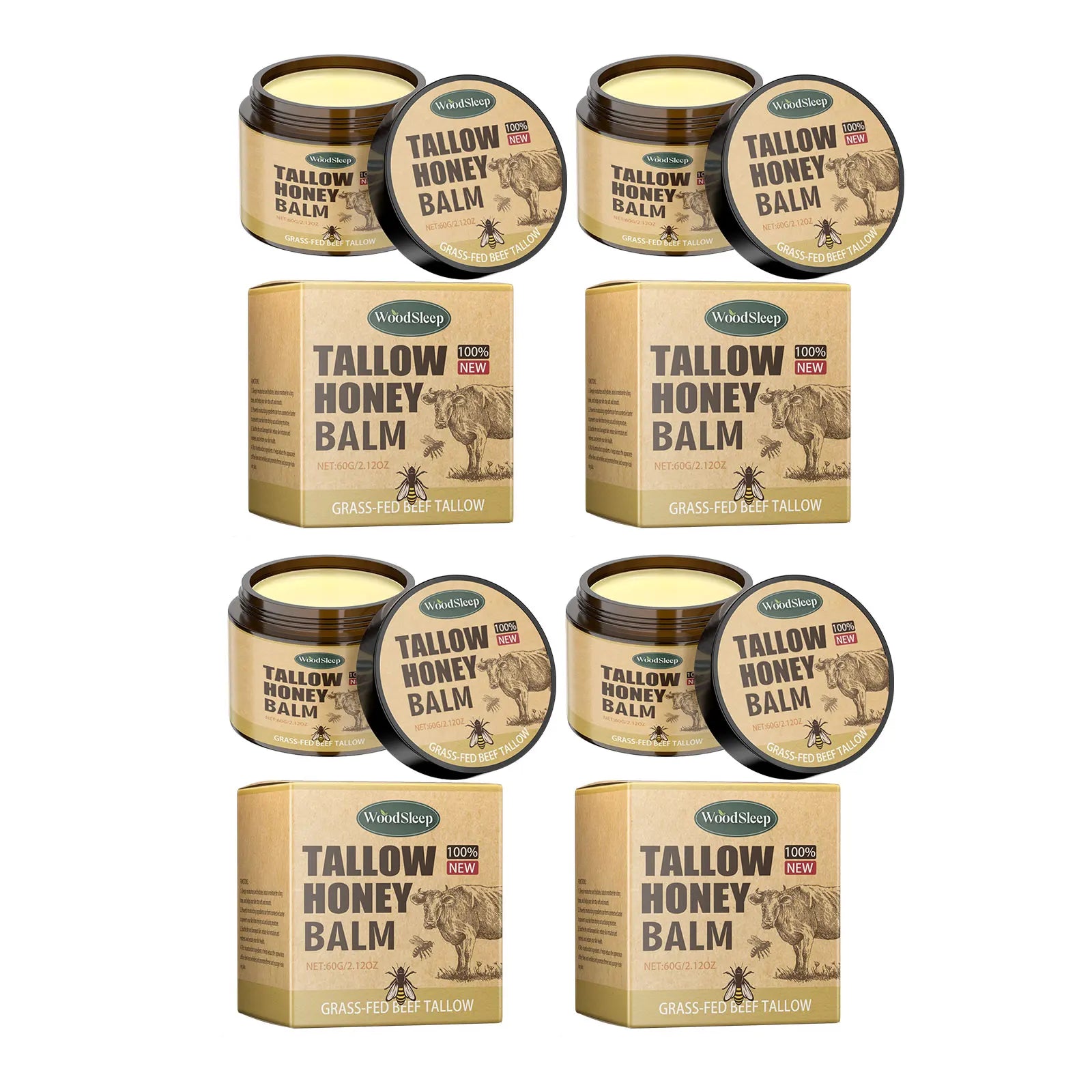 WOODSLEEP Beef Tallow & Honey Moisturizer Cream – Face & Body Face & Body Cream Oasis Select 240g boxed