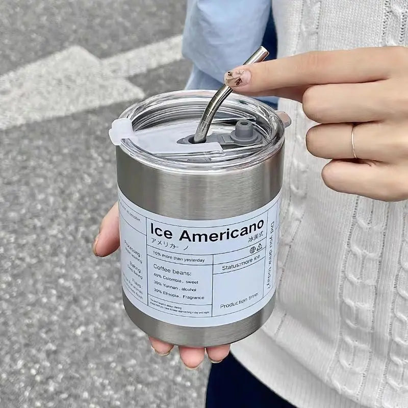 Stainless Steel Water Cup Travel Coffee Mug Reusable Double Wall Vacuum Insulated with Straw Perfect Hot Iced Drinks on The Go Oasis Select