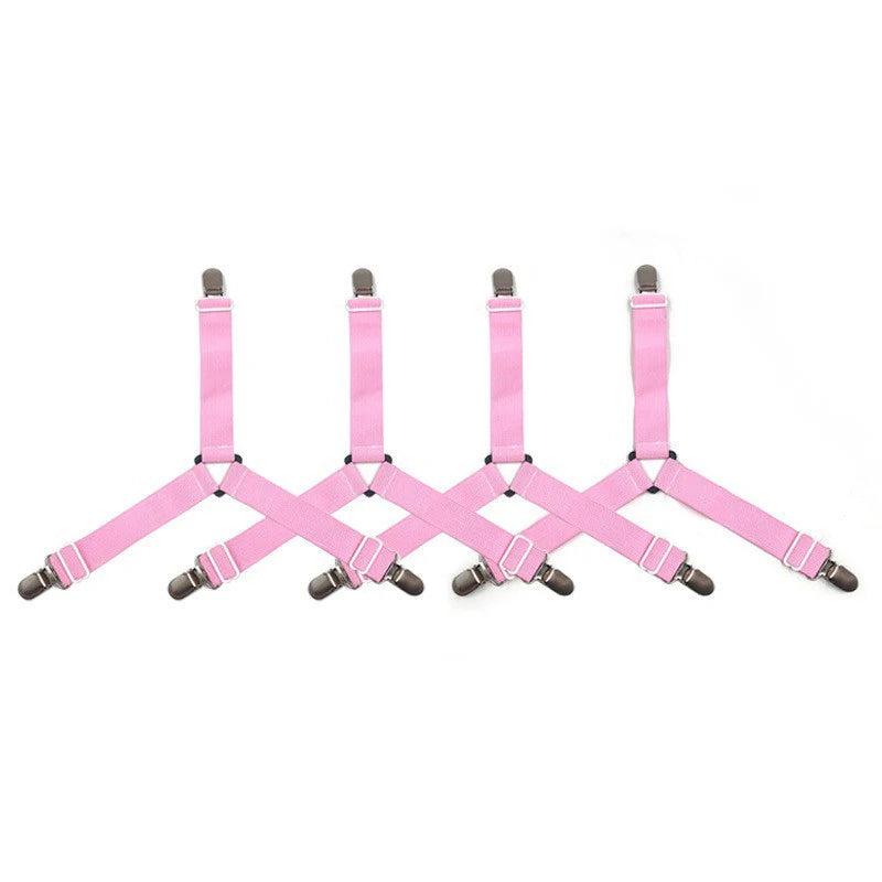 4pcs Adjustable Bed Sheet Clips Elastic Straps Fasteners Holder for Mattress Cover Organizer Home Gadgets Oasis Select pink