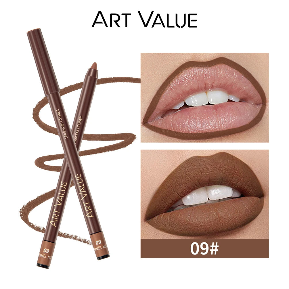 Art Value 12-Color Waterproof Matte Lip Liner Pencil – Long Lasting
