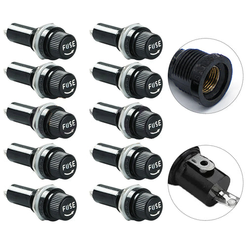 10pcs Fuse Holders 5x20mm Insurance Tube Socket Fuse Holder Glass Fuses 10A 250V For Insurance Panel Mount Oasis Select