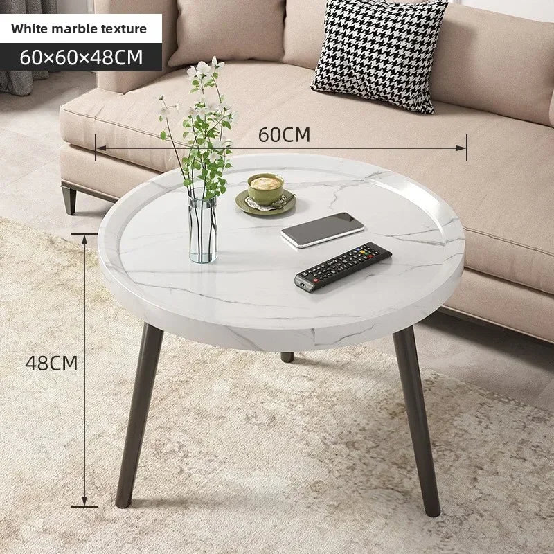 Multi-functional Coffee table balcony round living room double edge few bedside small round table Oasis Select White 60-1