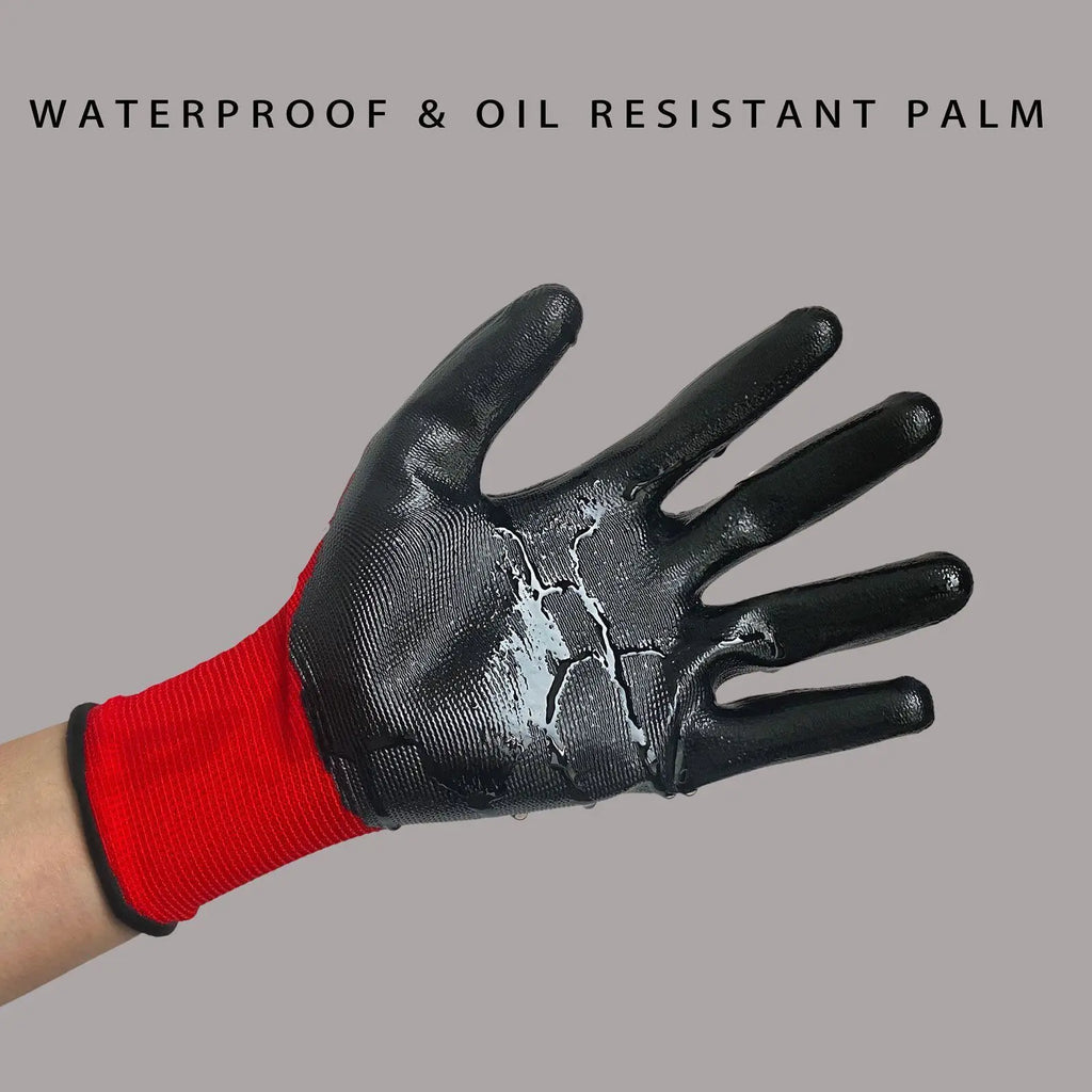 1pair Nylon Safety Working Gloves Premium Nitrile Coated Builders Excellent Grip Gardening Grip Industrial Protective Work Glove Oasis Select