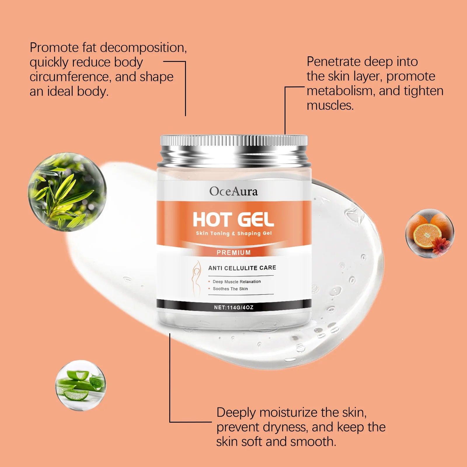 Hot Body Slimming Gel – Anti-Cellulite Belly Tightening Cream Slimming Body Gel Oasis Select