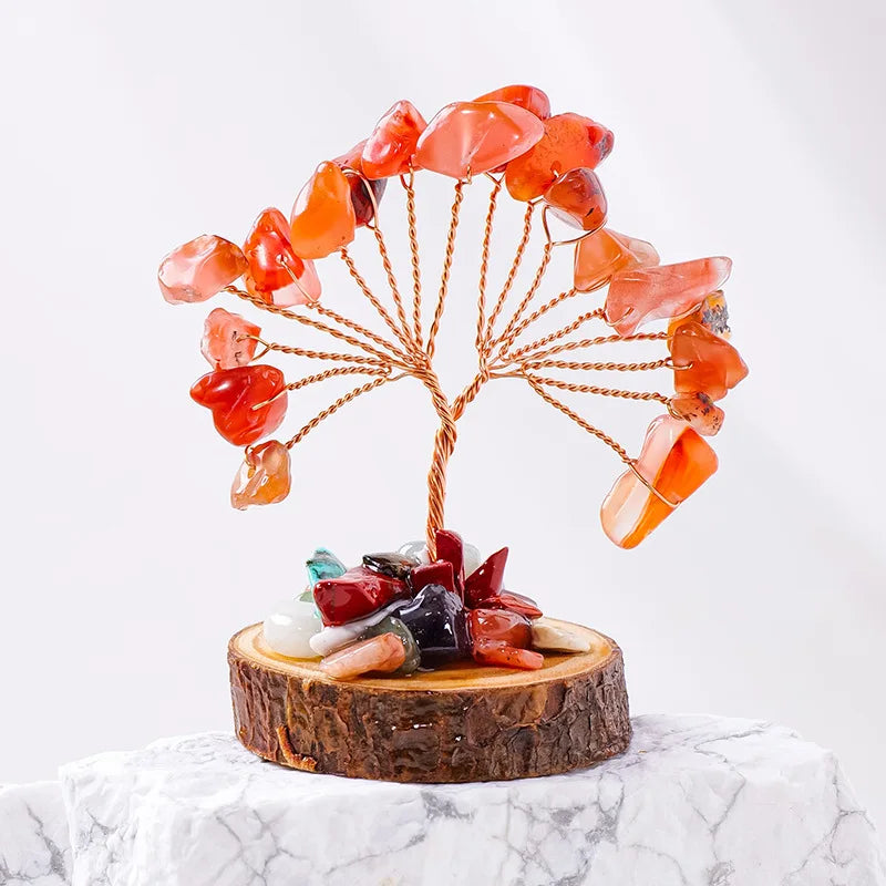 Lucky Mini Tree Natural Crystal Wire Winding Amethyst Citrine Gravel Home Office Feng Shui Decoration Crafts Money Trees Gifts Oasis Select 6
