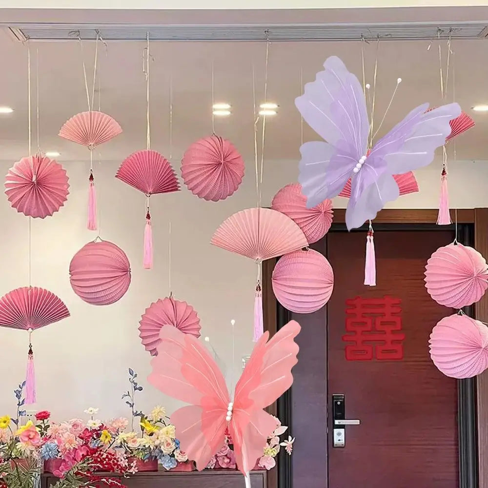 48cm Big Simulation Butterfly Hollow Design Gauze Material 3D Butterfly Large Size 3D Effect Fake Butterfly Wedding Decoration Oasis Select
