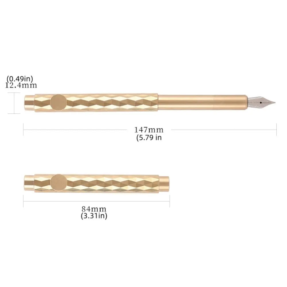 Portable Scalable Metal Fountain Pen Handwriting Retro Vintage Brass Pens Short Artist Writing Mini Pocket Pen Stationery Oasis Select