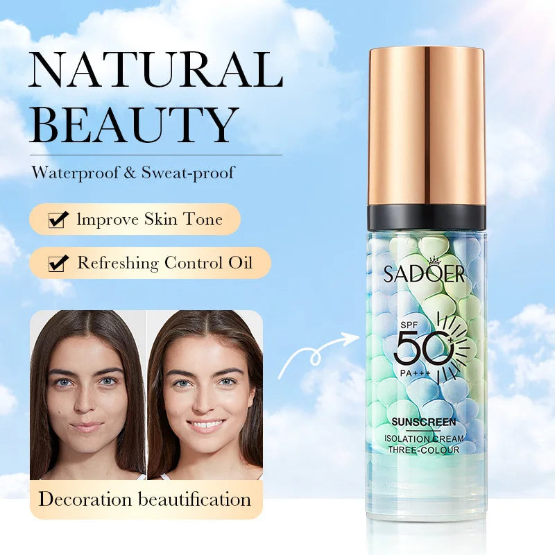 SADOER Tri-Color Contour Primer Cream | Waterproof Base 40g